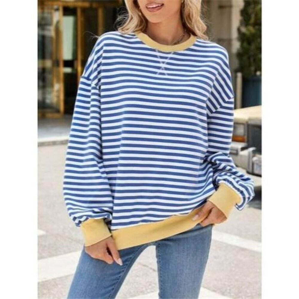 Striped Crew Neck Long Sleeve Sweatshirt